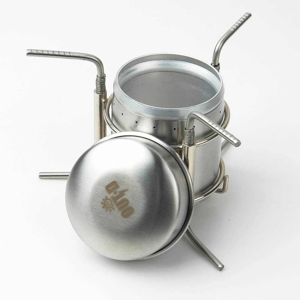 Mini estufa de Alcohol de acero inoxidable para acampar, estufa pequeña portátil de bolsillo, OUT-D de 247g, B-1