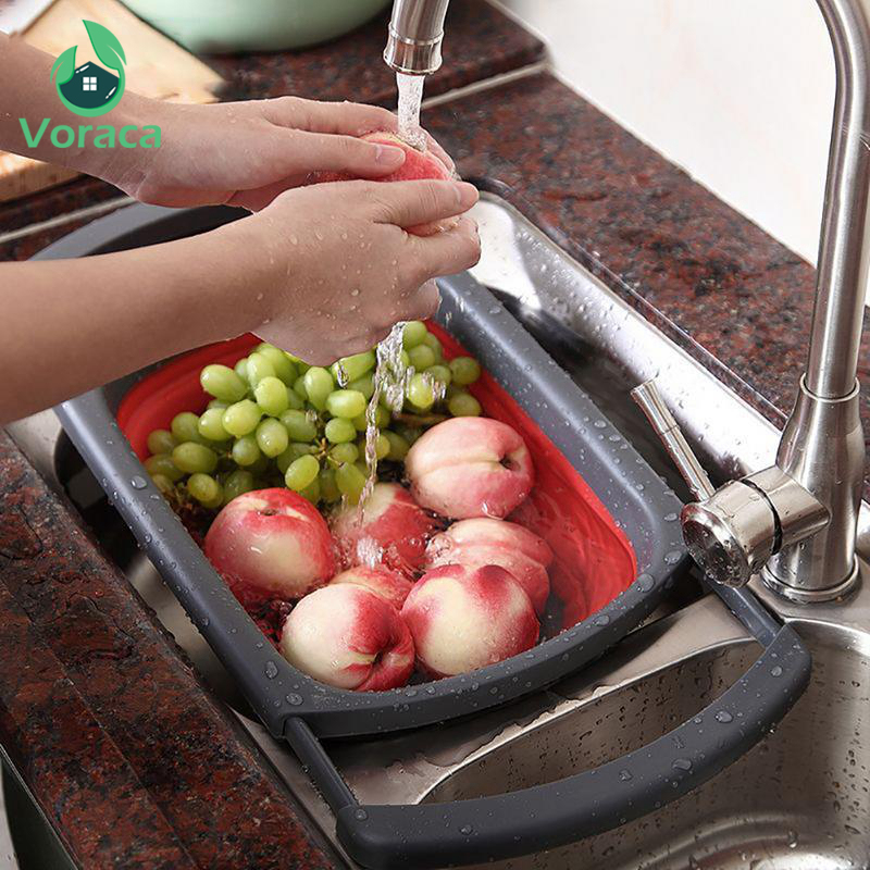 Plast bærbar folde picnic bassin rejse vask dræne frugt grøntsager vaskeværktøj holdbar dræningskurv køkkenredskaber