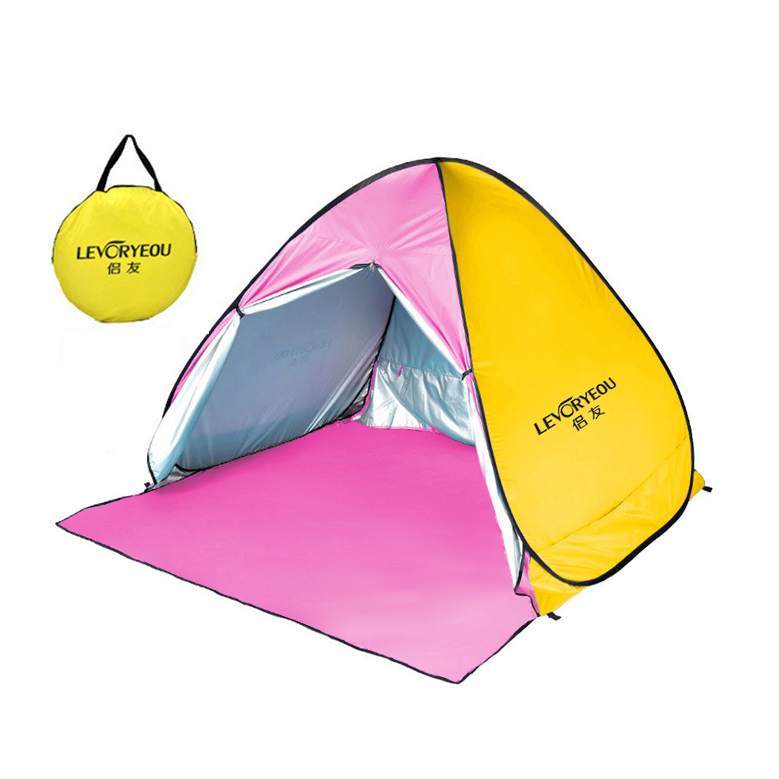 Tenda de acampamento automática de 3 a 4 pessoas, tenda de acampamento ao ar livre, proteção uv, sombra, toldo para camping, praia, ambiente externo