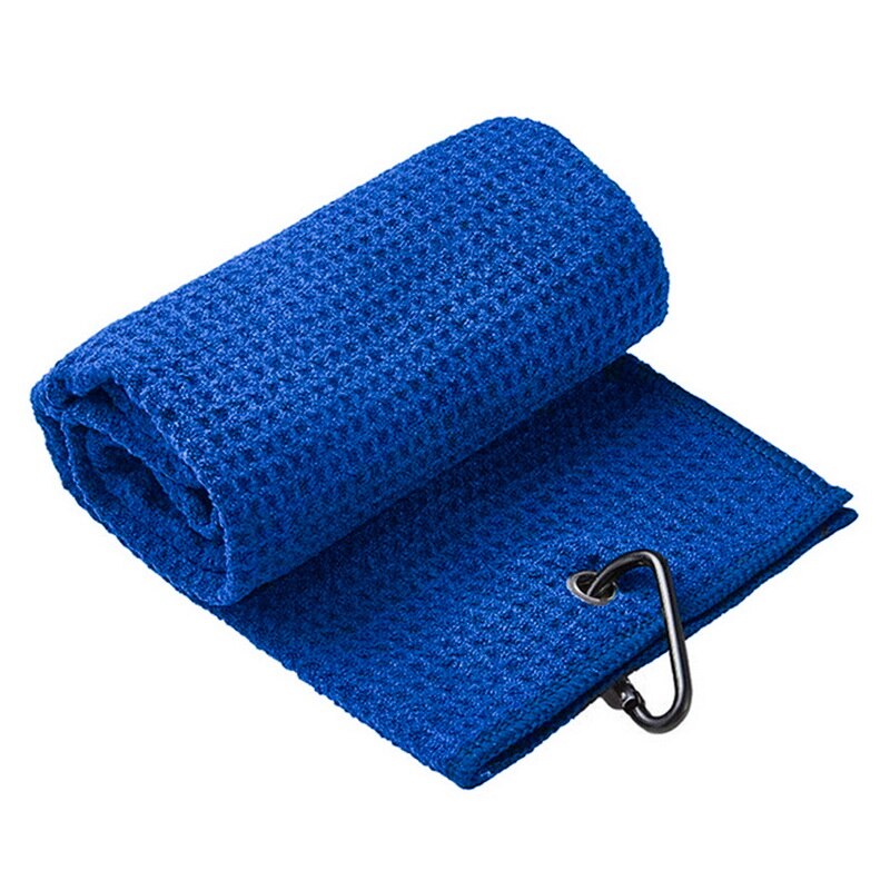 Toalla de Golf de algodón con patrón de Waffle, toallas de limpieza con mosquetón, gancho de microfibra, limpia palos, bolas, manos: Dark blue
