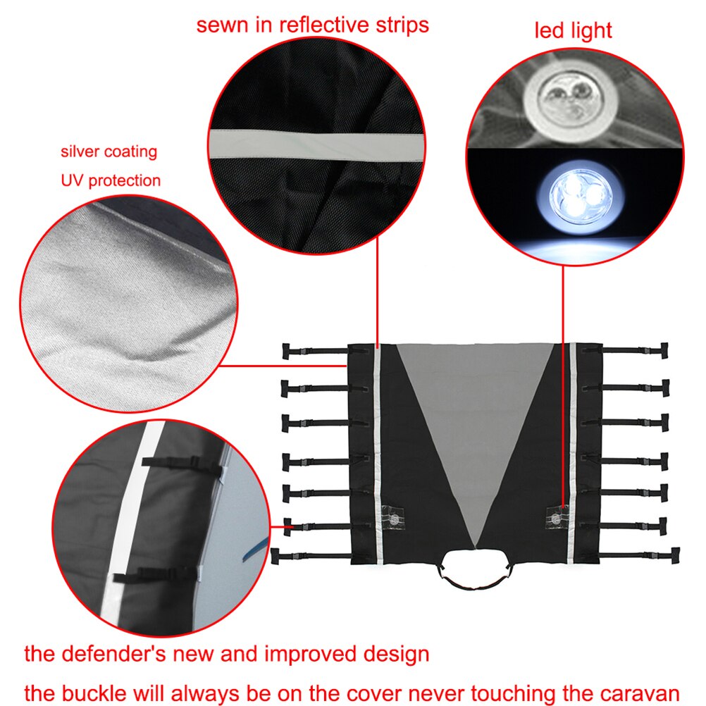 Caravan Front Cover Caravan Front Towing Cover Protector with LED Lights waterproof Front Towing Cover