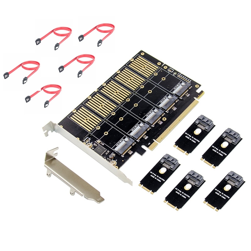 PCIe X16 zu 5 Häfen M.2 NGFF B-Schlüssel SATA 6Gbps Adapter Erweiterung Karte HinzufüGen 5X B-schlüssel SSD oder SATA Festplatte zu Laptop PC: Ursprünglich Titel