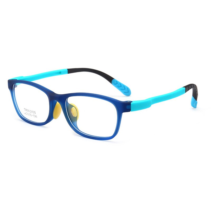 Glasses for Kids Boys Girls TR90 Square Flexible Frame Anti-Eyestrain Anti-Glare Age 4-10 LXH: Blue