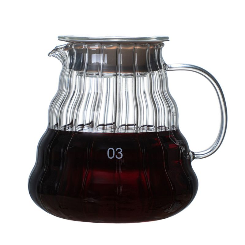 Pour Over Coffee Dripper Brew Heat Resistant High Borosilicate Glass Coffee Maker Come Coffee Server with Lid