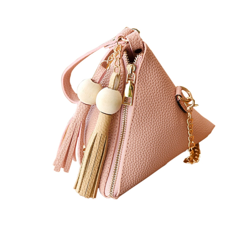 Mini triangular de mujer Clutch Dumplings bolso bandolera Correa pequeña mujer borla bolso señora embragues paquete de teléfono Casual