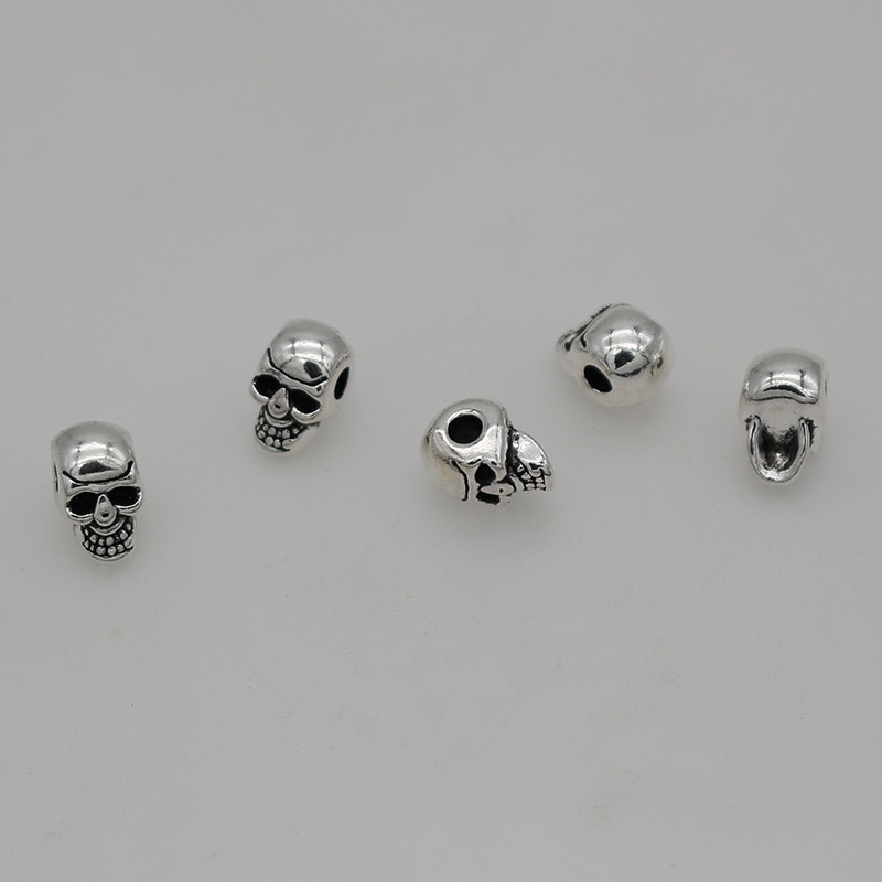 20 stk/parti punk hip-pop antik sølv kranie løse perler 11mm håndlavede armbånd skæg/hår charm space perler gør selv smykker