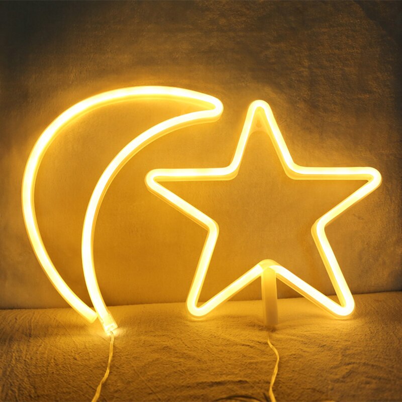 Panneau Led néon lune étoile, veilleuse, décorations pour la maison, fête de mariage, noël