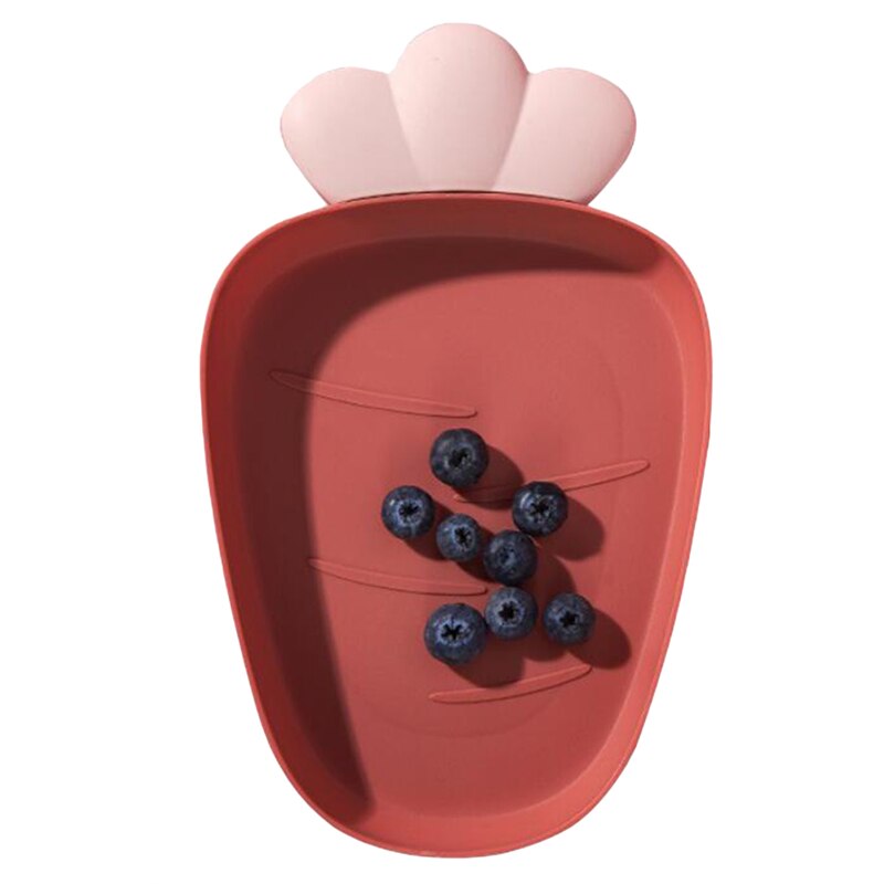 Food Tray Snack Dish Fruit Dry Food Plate Cute Candy Plate Strawberry Shape Fruit Household Plastic Serving Plate For Home: Red radish