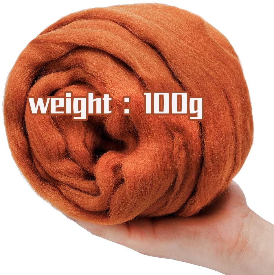 Imzay 3.53Oz Wol Roving Garen, 100% Zuivere Wol, Chunky Garen, spinning Wol Roving Voor Naaldvilten Nat Vilten Diy (Bruin)