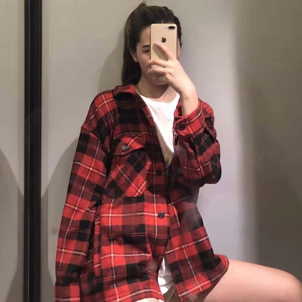 Winter coats and jackets women cute plaid jacket loose korean jackets ladies oversized jacket winter coats female Autumn