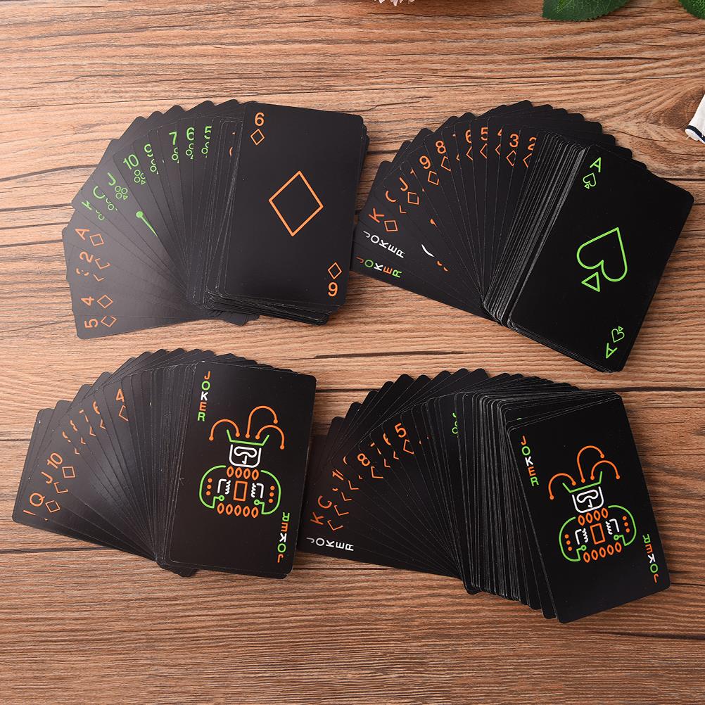 1 sæt sorte lysende spillekort glød i mørke bar ktv noctilucent fluorescerende pokerkort natsamling