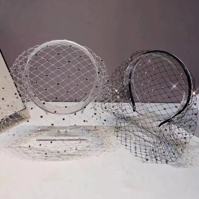 Diademas velo caladas misteriosas y sexis para mujer, diademas decorativas malla para cara, aros para para para