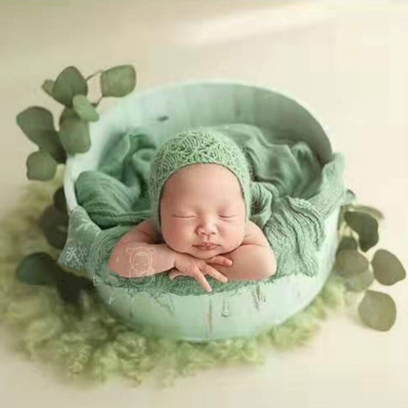 Newborn Photography Props Baby Posing Props Circular Wooden Basin Infant Shoot Container Baby Photo Accessories Props