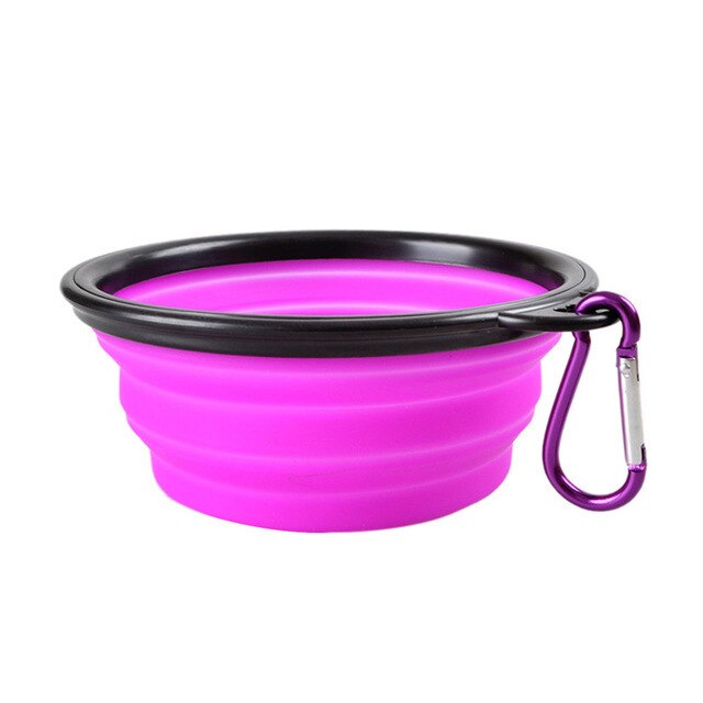 Bol de Perro Plegable de silicona Plegable para viaje Gato tazón de alimentación de agua para perros tazón de viaje Plato Plegable: Púrpura