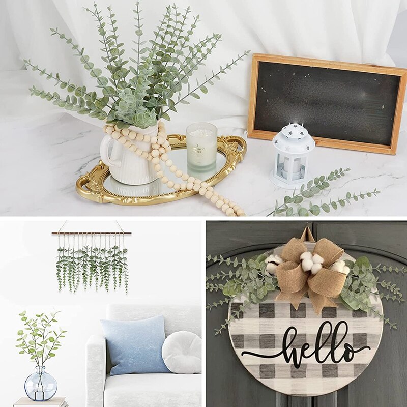 45Pcs Kunstmatige Eucalyptus Stengels, Faux Eucalyptus Bladeren Takken Voor Bruiloft Middelpunt Boeket Bloemstuk