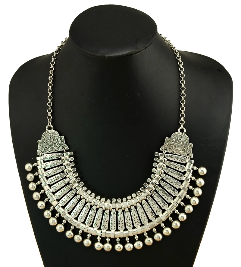 Gypsy Boehmian Hippie Kraag Kettingen voor Vrouwen Grote Dikke Tibetaans Zilveren Metalen Ketting Festival Turkse Partij Sieraden Cadeau
