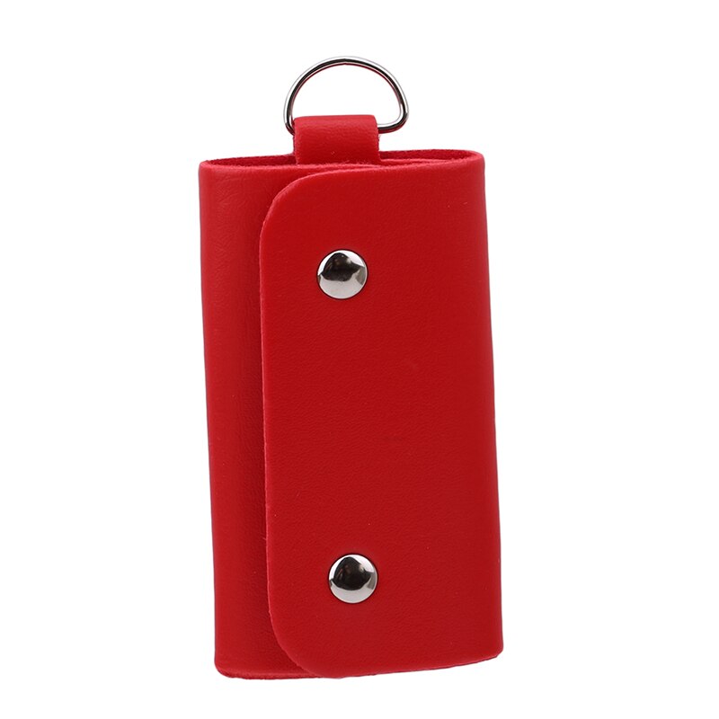 Esdrem Unisex Lederen Sleutelhouder Dubbele Rits Auto Sleutelhanger Portemonnee Portemonnee Portemonnee Roze