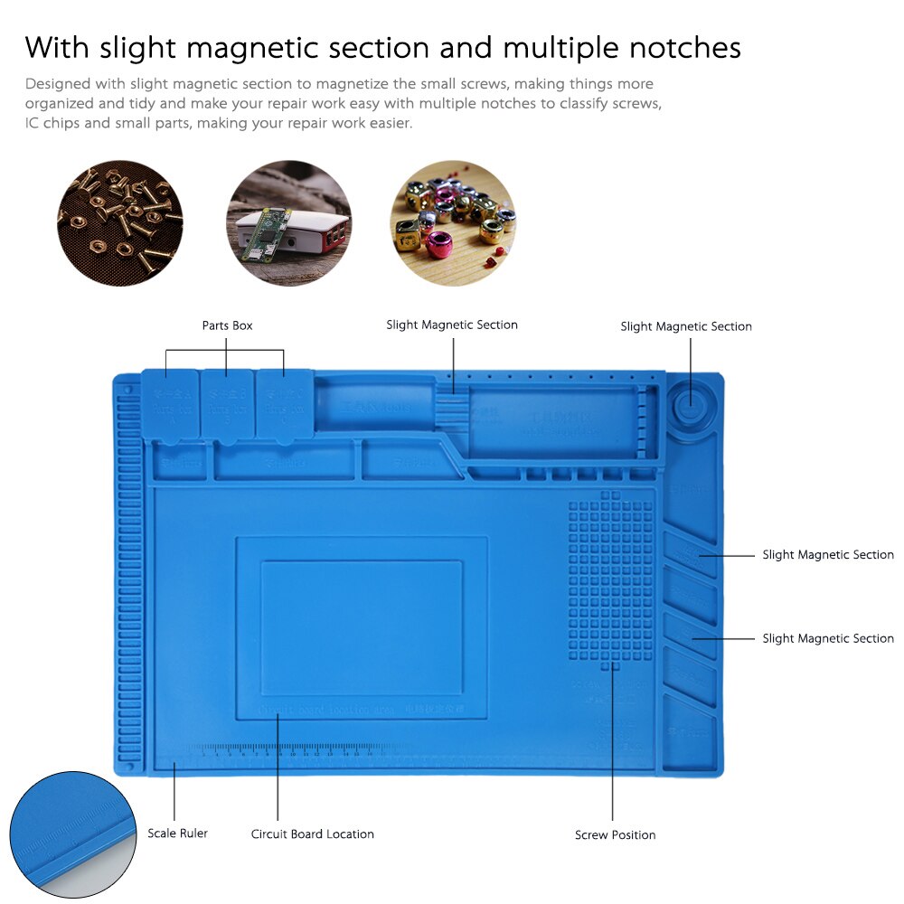 S-160 Magnetic Heat-resistant Soldering Mat Silicone Soldering Station Insulation Pad Repairing Tools Maintenance Platform