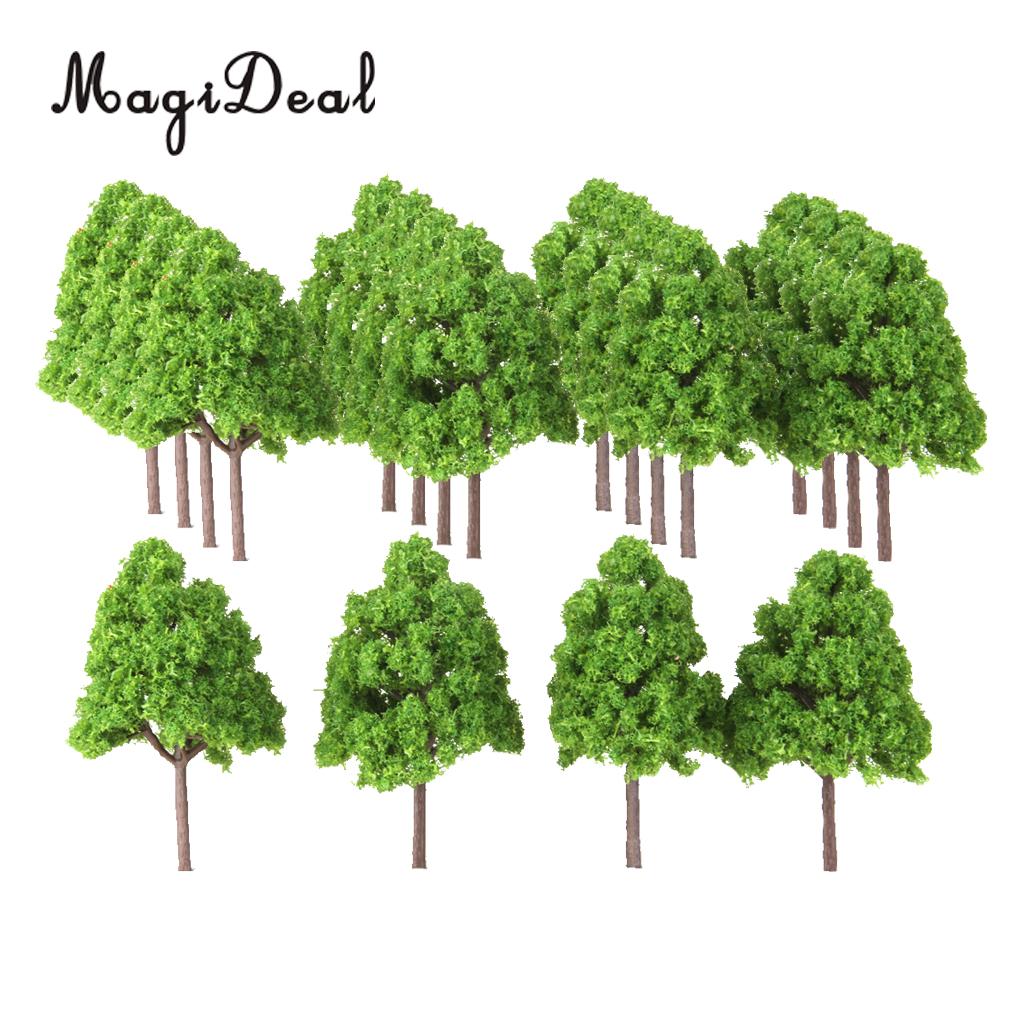 25 stuks Plastic Licht Groene Trein Layout Model Bomen 1:150 N Schaal Tuin Park Forest War Game Diorama Landschap Landschap