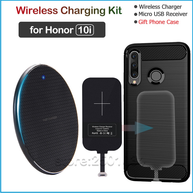 Qi Wireless Charging for Huawei Honor 10i Qi Wireless Charger+Micro USB Receiver Nillkin Adapter Connector TPU Case 10i