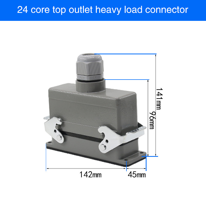HDC-HE4 6 10 16 20 24 32 48 Core Pin 16A Rectangular Heavy Duty Connector Waterproof Aviation Plug Top And Side Line Connector: Blue
