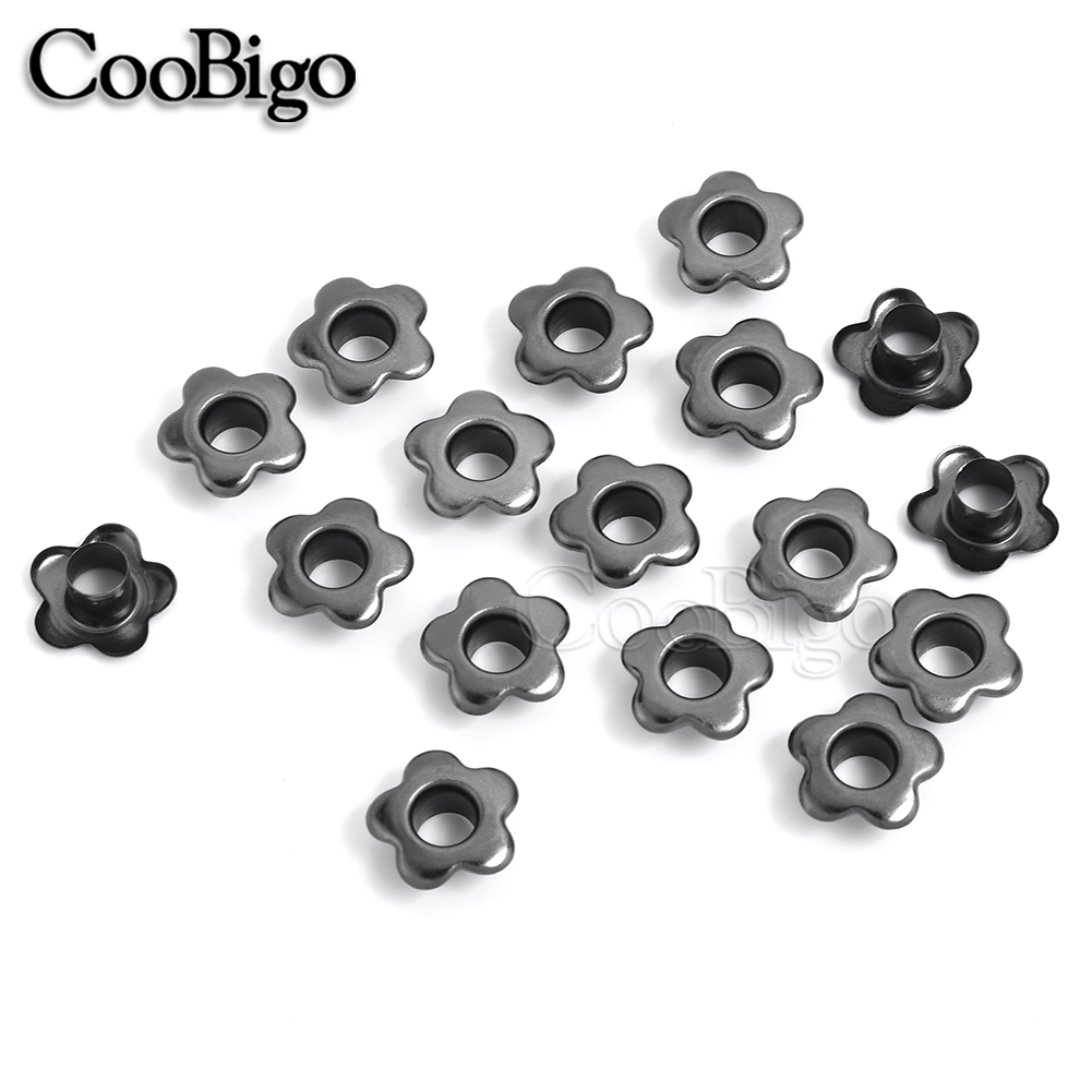 100 Uds. Ojales de Metal con flores para tela, ropa, costura, zapatos, cinturón, gorra, bolsa, álbum de recortes, cuero, accesorios DIY, agujero de 5mm: Cobre envejecido