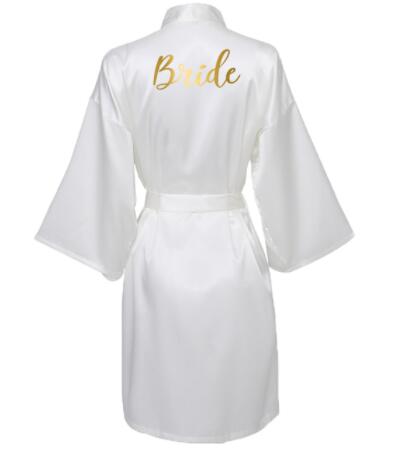 Silk Satin Robes Bridesmaid Bride Robes Bridesmaid Robes Wedding Long Robe Bathrobe Gold Print Royal Blue Robe: S / black