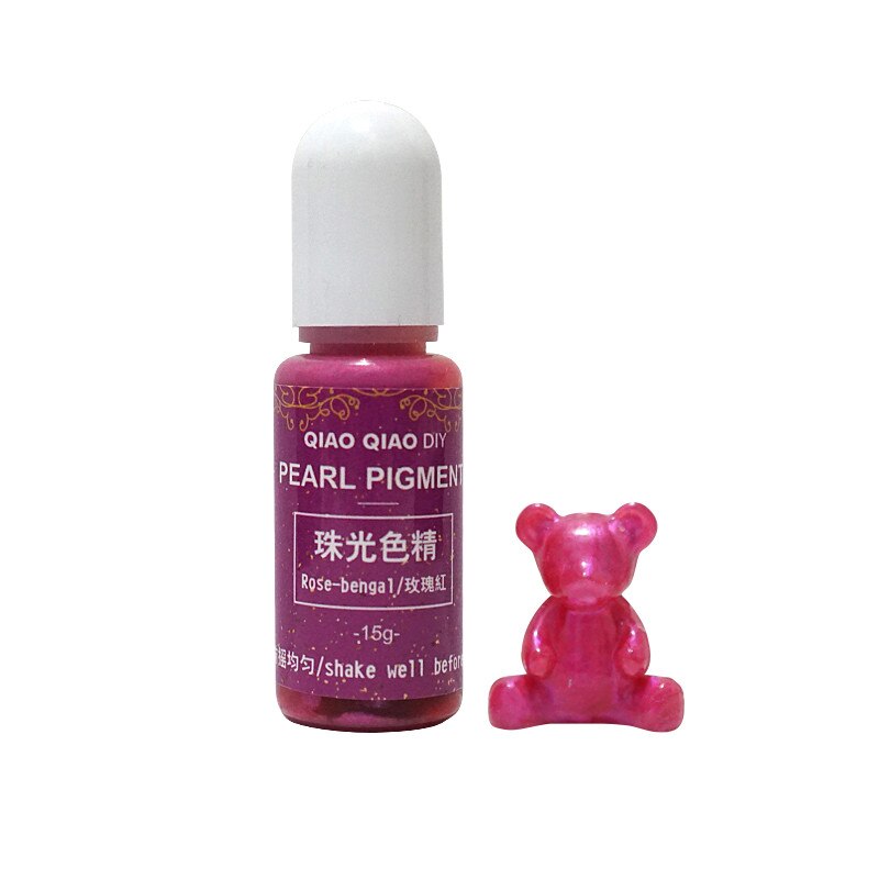 QIAOQIAO DIY 15g/pigmento de botella resina epoxi UV DIY arte artesanal colorante: Rose-bengal