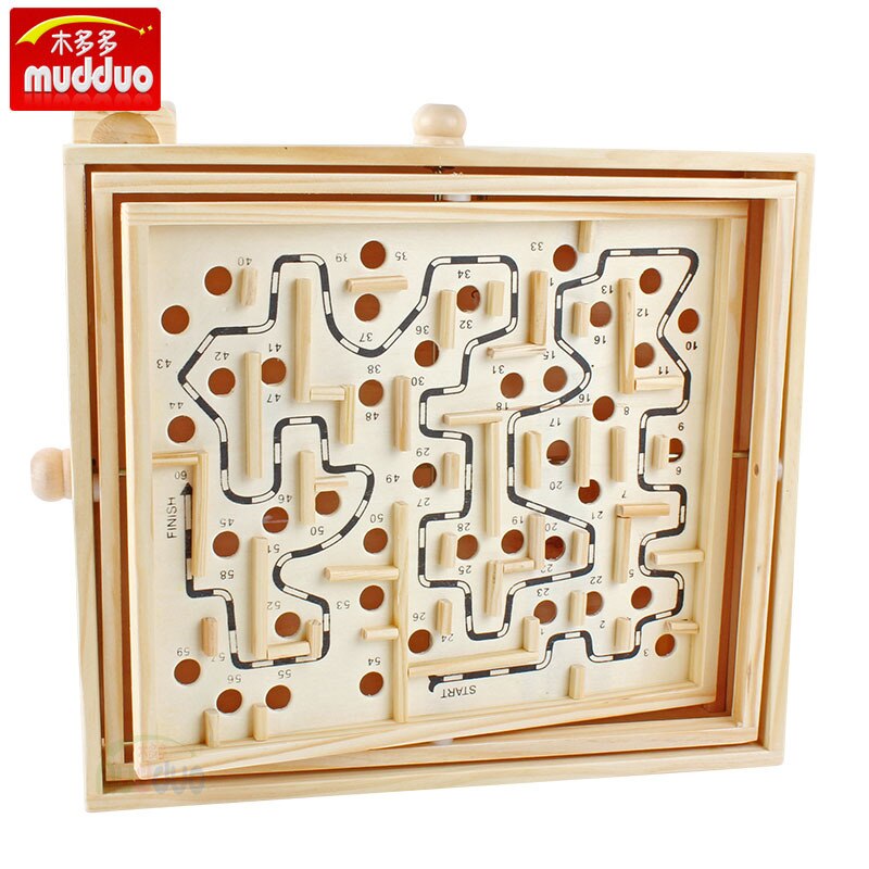 Wooden large 60 off wooden ball labyrinth children adult balance track game desktop intelligence breakthrough toys