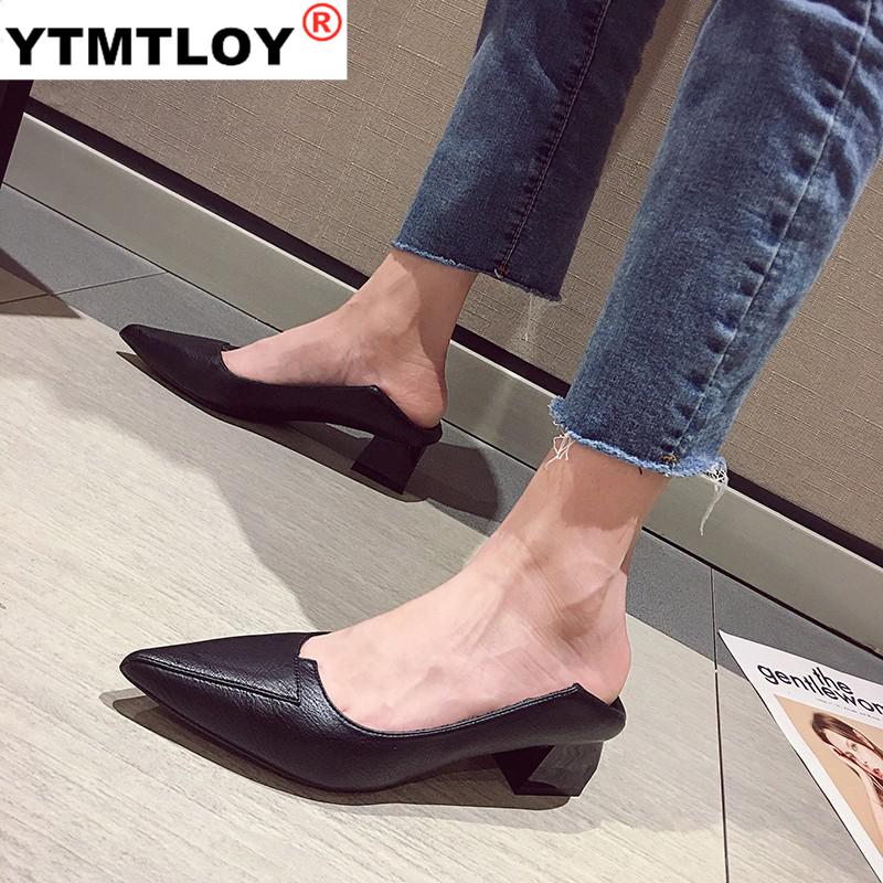 Chaussures simples femmes bouche peu profonde confortable cuir souple chaussures femmes printemps et été travail sauvage pointu talons hauts