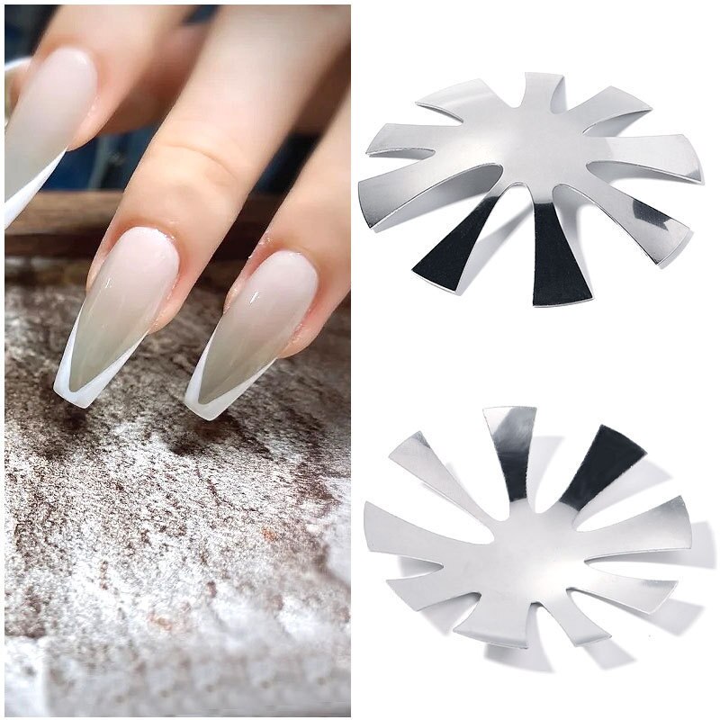 Franse Stijl Nail Rvs Platen Model Polijsten Manicure Diy Nail Art Tools Salon Nail Template