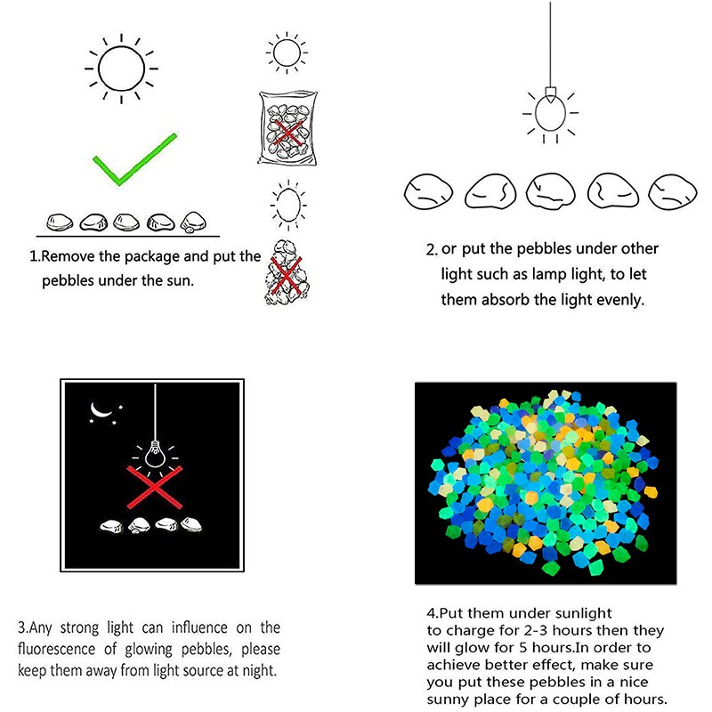 14MM Luminous Stones Glow in The Dark Pebbles Home Garden Decoration Outdoor Yard Lawn Path Decor Aquarium Glow Rocks 20Pcs