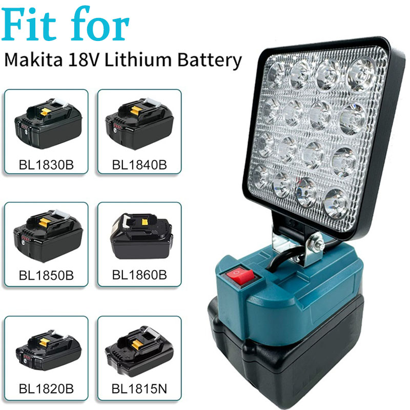 Luz LED de trabajo inalámbrica para Makita, batería de iones de litio de 18V, herramienta de emergencia portátil, linterna de Camping, focos con interruptor