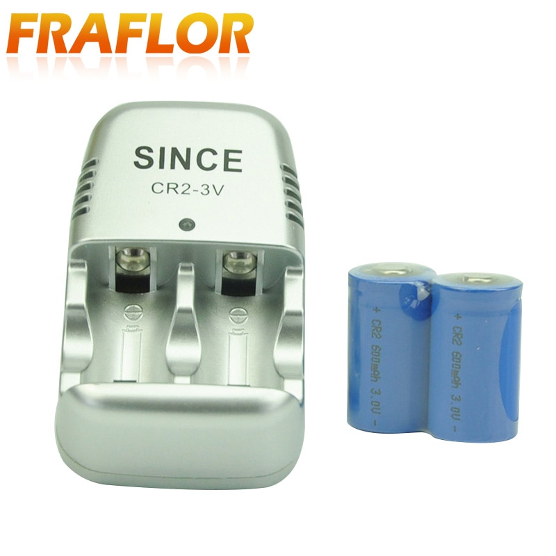 2 Stuks 3.0V CR2 Batterij 3V Li-Ion Oplaadbare Batterij Camera Batterijen + 1 Stuk CR2 Batterij Oplader Voor telescoop Camera
