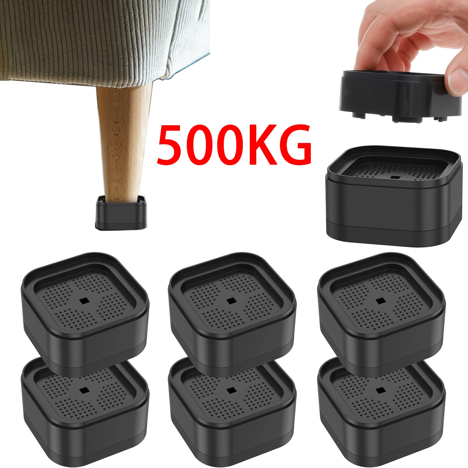 8/16 Pcs Furniture Risers Heavy Duty Bed Chair Table Heightening Foot Pad Non-slip Floor Protecto Furniture Feet Leg Lift
