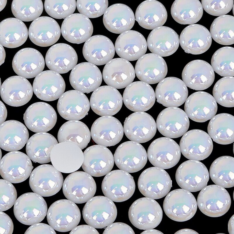 Maat 3mm-14mm ab kleuren knutsel abs imitatie halfronde platte achterkant witte parel kralen passen diy knutsel sieraden kleding accessoires
