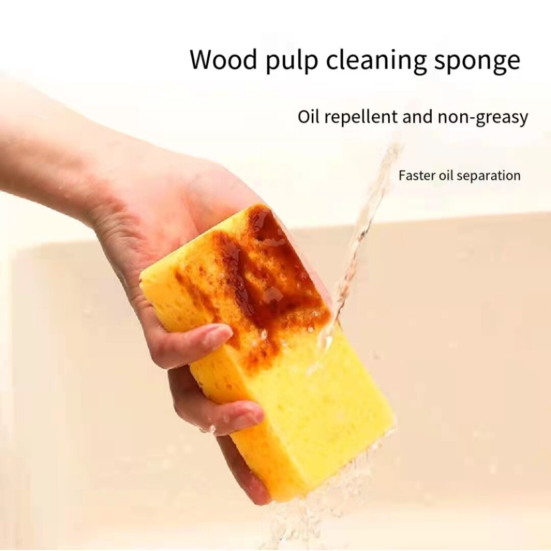 Estropajo de pulpa de madera para cocina, esponja para lavar platos, herramientas de limpieza para baño, limpiador de platos, utensilios de cocina para el hogar, 2 piezas