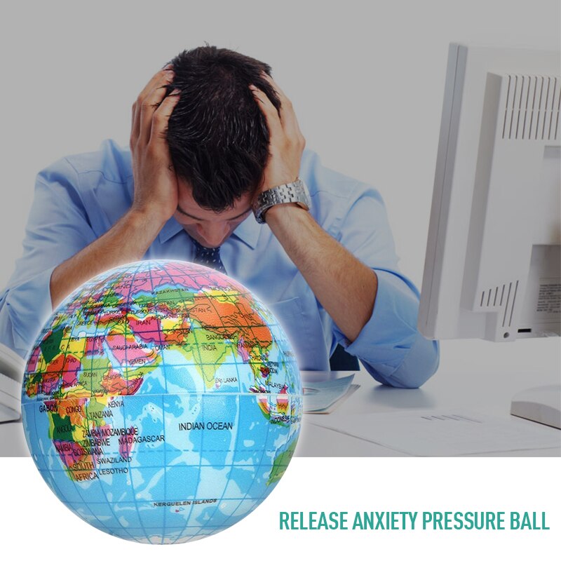 1 stuk zachte knijpspeelgoedballen van pu-schuim, drukverlichting wereldkaart, speelgoedbal, knijpen, anti-stress, drukverlichting wereldkaart