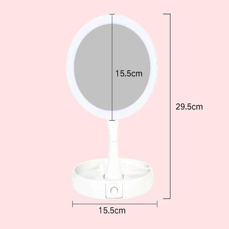 Sminkespeil led speil hd sminkespeil rund form skrivebord naturlig lys forstørrelsesspeil dobbeltsidig sminkespeil