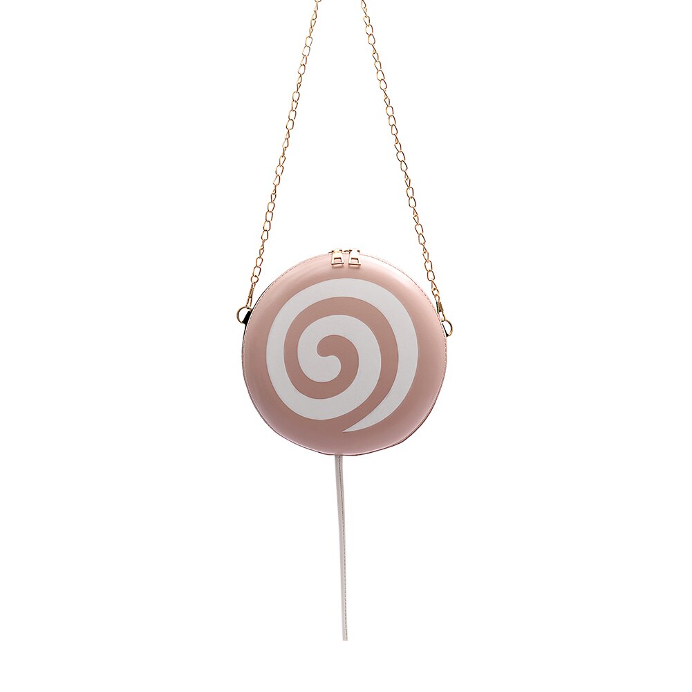 Lollyvormige schoudertas voor dames van pu leer, kleine kettinghandtas, eenvoudige damestas voor dagelijks gebruik: Roze