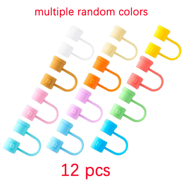 24Pcs Silicone Straw Tips Cover Reusable Straw Tips Lids Colorful Straw Plug Dust-Proof Drinking Straw Cover Portable Silicone: Dull