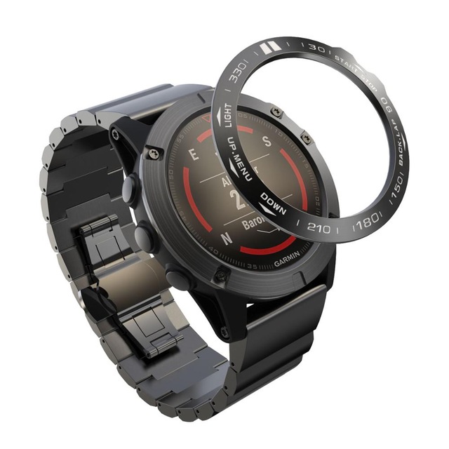 Caja de marco de estilo de anillo de bisel para reloj inteligente Garmin Fenix 5x 5xPlus 3 3HR cubierta de acero inoxidable anillos de protección antiarañazos: Black Yellow / 12 mm