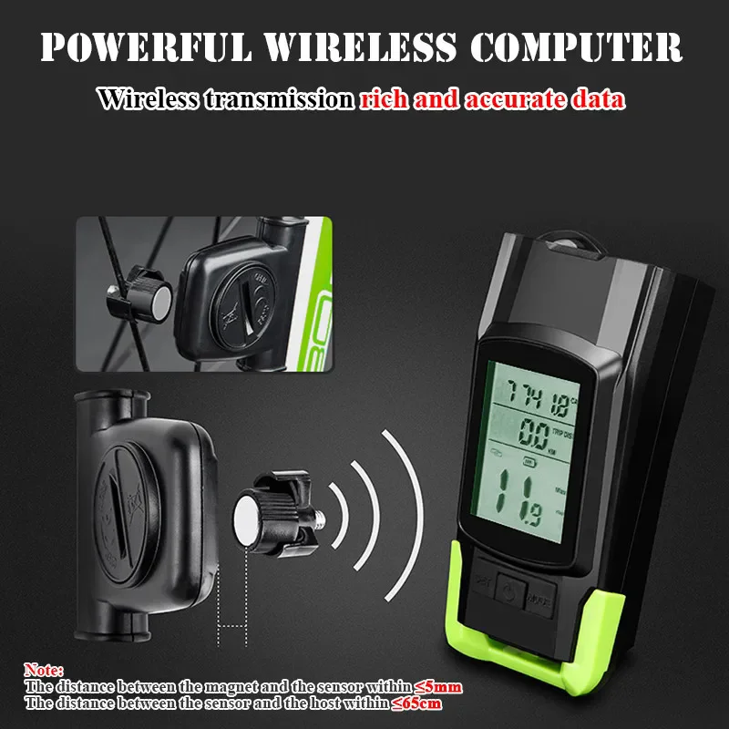 Computador multifuncional bicicleta, luzes de bicicleta, chifre, sinos de ciclismo, MTB, Road Bike, lanterna frontal, velocímetro, 120DB, 3 em 1