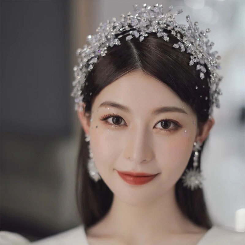 Sneeuwvlok Zirkoon Tiaras En Kronen Bruidsmeisje Bruiden Rhinestone Hoofdband Bruiloft Haaraccessoires Bruids Haar Sieraden