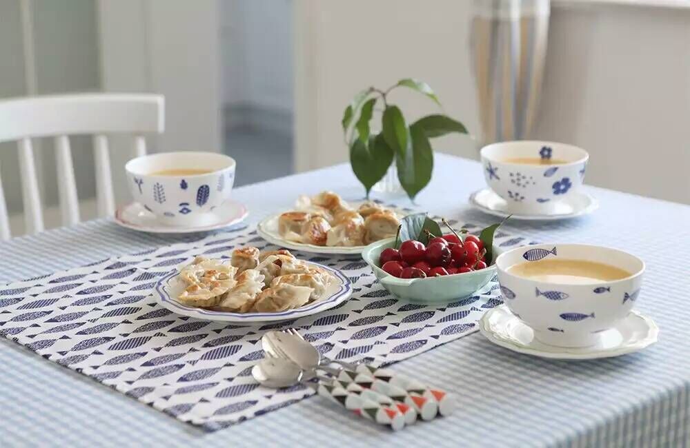 Servilletas de tela con estampado de peces pequeños para el hogar, Mantel Individual, toalla de té, suministros para restaurante, Decoración de mesa de boda