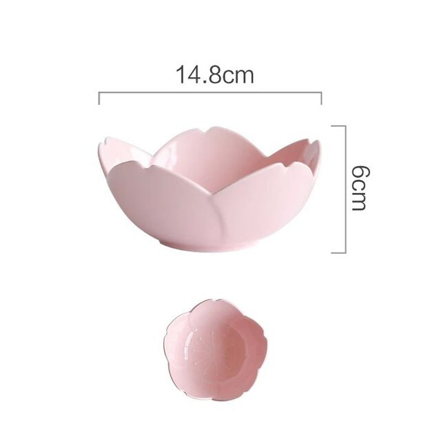 Japanse Stijl Gradiënt Bloemblaadjes Sakura Keramische Plaat Servies Westerse Voedsel Platen Kruiden Dompelen Schotel Dessert Bakken Bowls: 6 inches pink