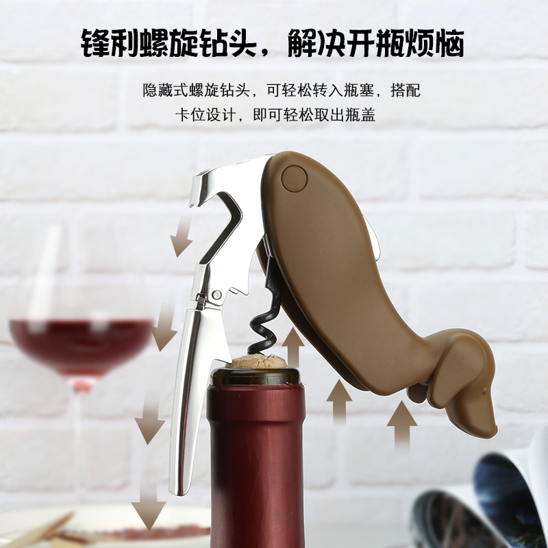 Ouvre-bouteille de vin pour chien, tire-bouchon avec coupe-feuille, ouvre-bière, amoureux des animaux dans le Zoo, chien, chat, oiseau, renard, requin, Robot, hibou, papillon