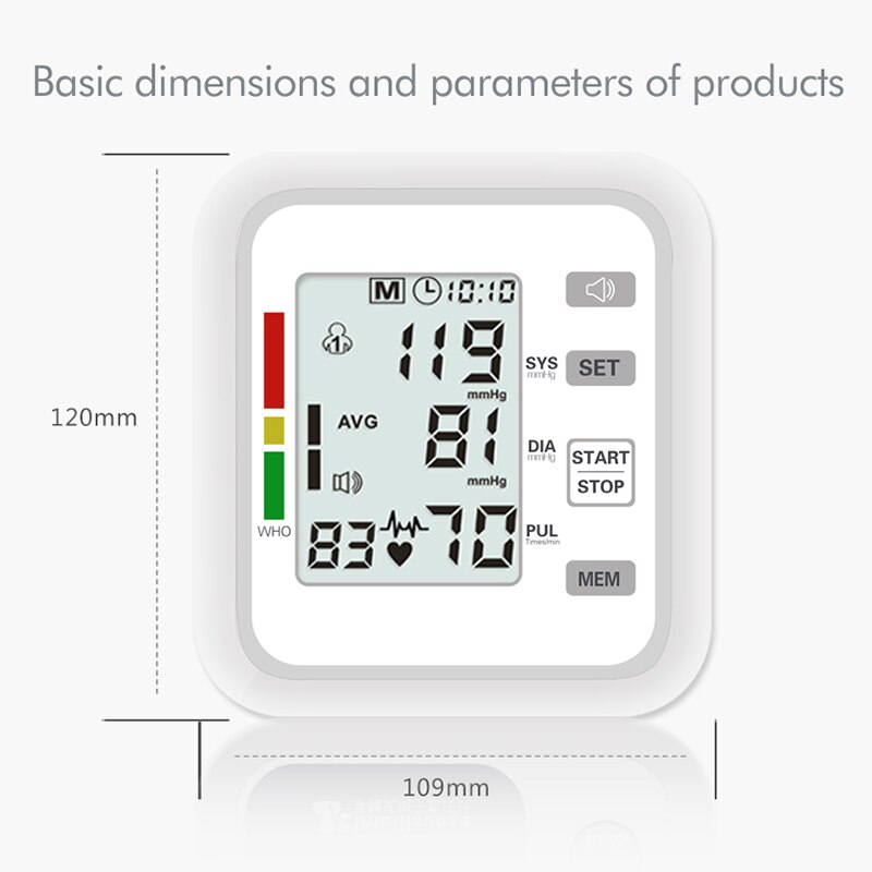 Digital Automatic Blood Pressure Monitor Upper Arm Automatic Cuff BP Machine &amp; Pulse Rate Monitoring Meter,Large LCD Display