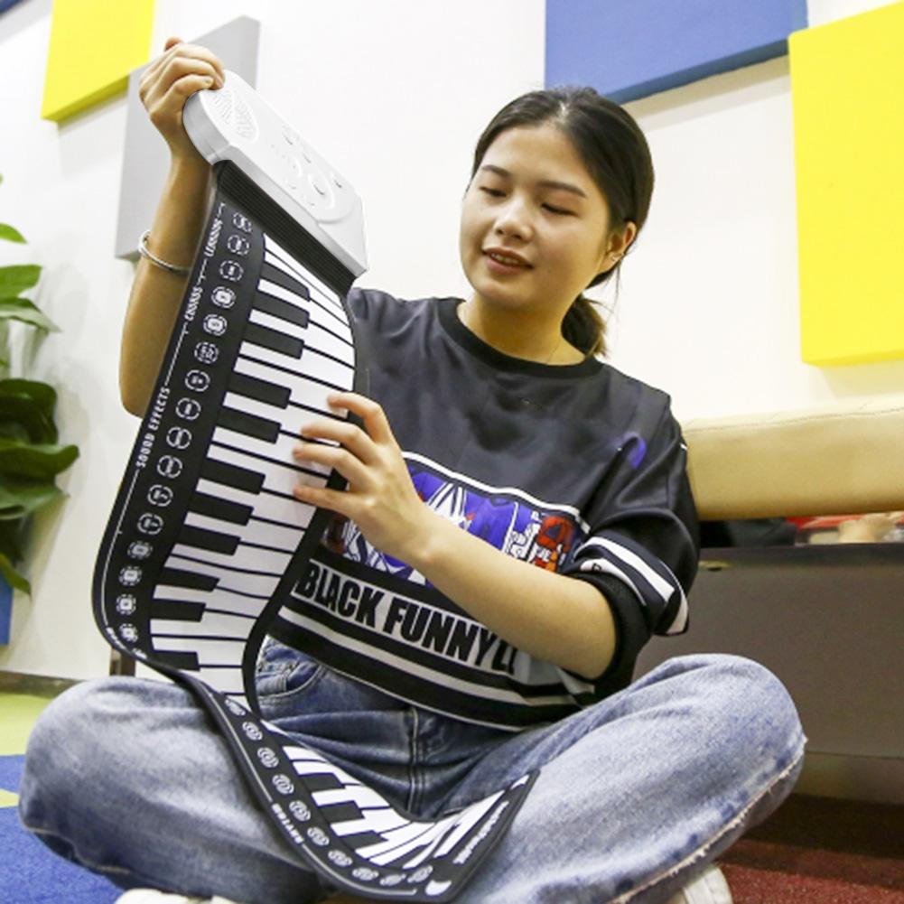 Draagbare 49-- toetsen opvouwbare piano, flexibele siliconen oprolbare piano, abs-kunststof bedieningspaneel, opvouwbaar elektronisch toetsinstrument