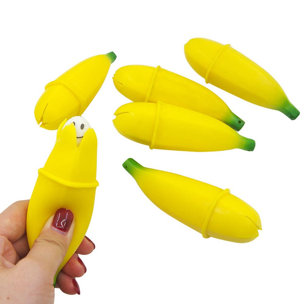 Banana Funny Prank Squeeze Speelgoed Langzaam Stijgende Bananen Met Happy Face Kids Stress Reliever Decompressie Speelgoed Antistress